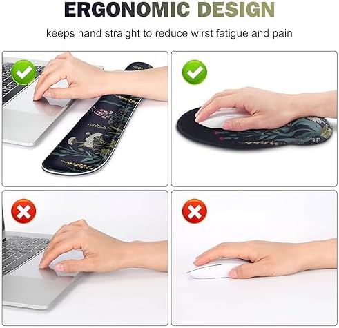 ToLuLu Desk Mat, XXL Large Mouse Pad Wrist Support Set，4 in1 Gaming Mousepad Desk Pad+ Ergonomic Mouse Pad with Wrist Rest + Keyboard Wrist Rest+Coaster for Home Office Computer Table, Weeds Plants