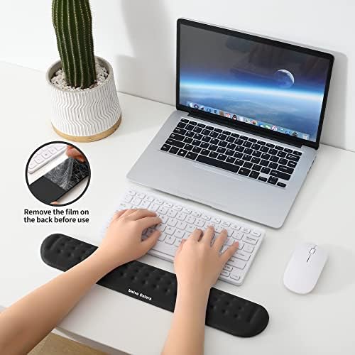 Univo Colors Black Superfine Memory Foam Keyboard Wrist Rest Soft Gel Ergonomic Wrist Support Pad for Computer, Laptop, Office, Gaming, Typing