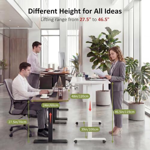farexon 48 x 24 inch Standing Desk Electric Adjustable Height with Power Outlets, Stand up Desk with Ergonomic Workstation, Preset Heights Home Office Gaming Computer Workstations Table(Brown)