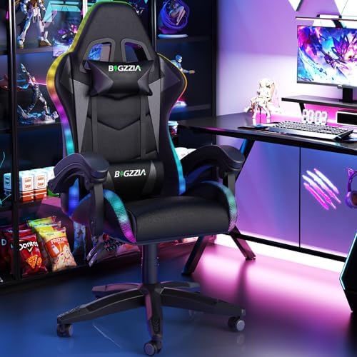 Racingreat RGB Gaming Chair for Adults & Kids, Lumbar Support, Black