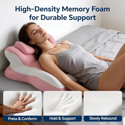 Ergonomic Reading Pillow, Memory Foam Wedge Pillow, Adjustable Neck Pillow