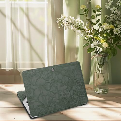 MOSISO PU Leather Sleeve Case, Embossed Hibiscus Portfolio Protective Stand Cover