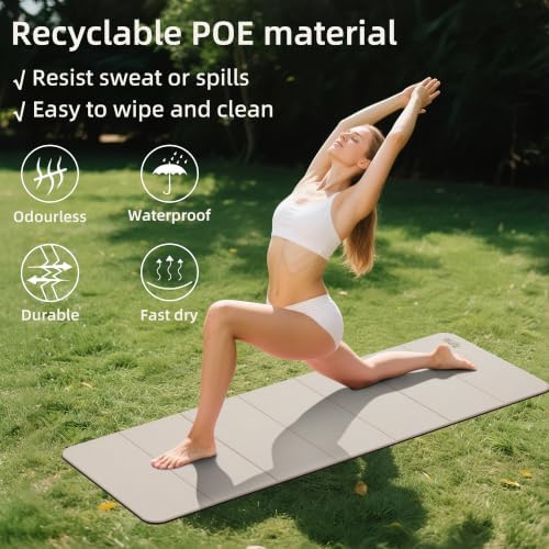 WEILA 1/2 Inch 70"x24" Foldable TPE Yoga Mat, Thick Non Slip Pilates Mat