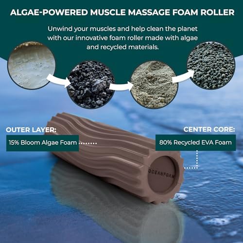 Oceanfoam Ripple Roller - Small Foam Roller for Physical Therapy (Espresso)