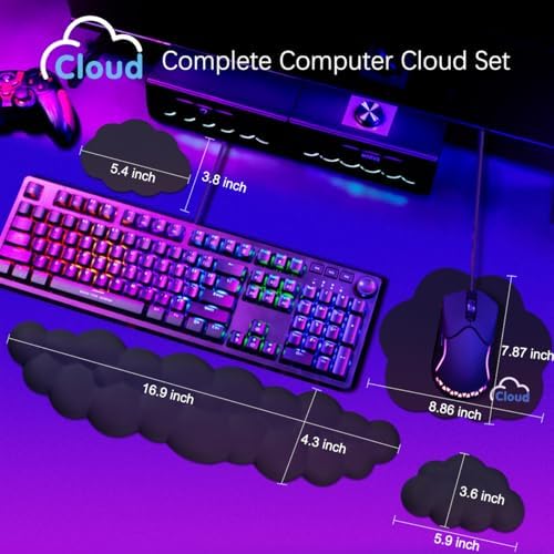 4 in 1 Ergonomic Leather Cloud Wrist Rest Keyboard and Mouse Pad & Coaster