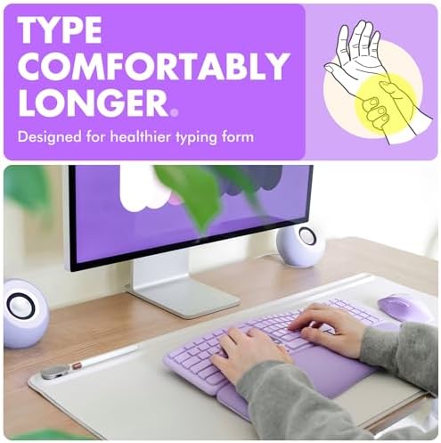 X9 Ergonomic Keyboard and Mouse Wireless Combo - Purple Keyboard and Mouse Wireless, Bluetooth/2.4G Split, Wrist Rest, Rechargeable, Silent Ergo Keys - PC, Mac, iOS, Android
