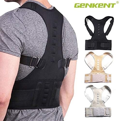 DSMYYXGS Adjustable Magnetic Posture Corrector Corset Back Brace Back Belt Lumbar Support Straight Corrector for Men Women S-XXL (Color : White, Size : Small)