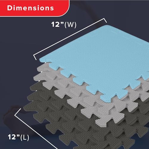 We Sell Mats Interlocking Foam Floor Tiles - 3/8" Thick Blue Mix 18-Pack