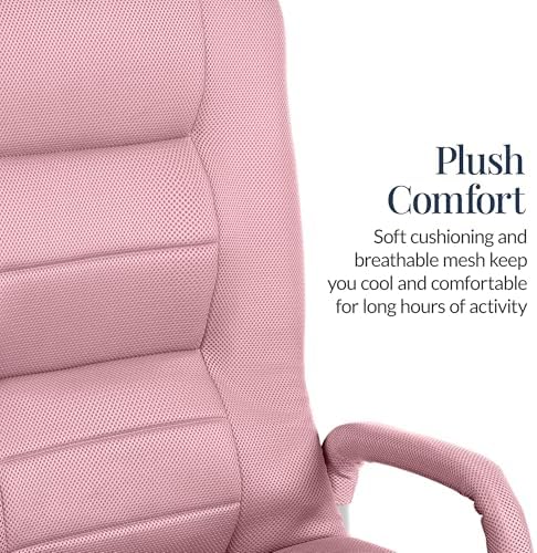 Best Choice Products Swivel Gaming Chair 360 Degree Multipurpose Floor Chair Rocker for TV, Reading, Playing Video Games w/Lumbar Support, Armrest Handles, Adjustable Foldable Backrest - Pink