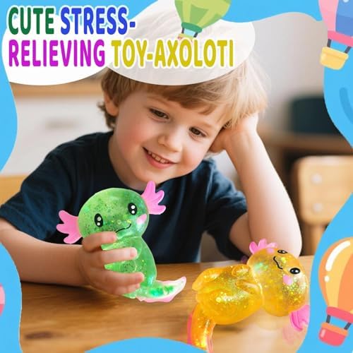 4pcs Axolotl Squishy Stress Relief Toy Glitter Fidget Toys Cute Malt Sugar Axolotl Toy Fidget Toys Adults Fidget Toy for Kids Youth Adult, Party Favors Anxiety Relief Taba Squishy Toys Gift(4pcs)