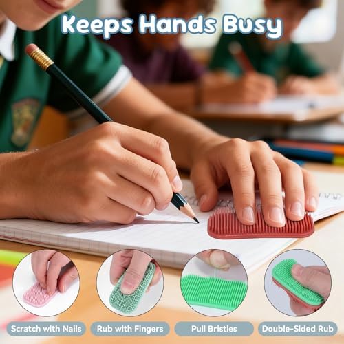 Sensory Stickers for Kids & Adults – 8-Pack Silicone Calm Strips with Layered Bristle Textures for Anxiety Relief, Autism & ADHD – Quiet Desk Fidget Toys for Classroom & Office – Stocking Stuffers