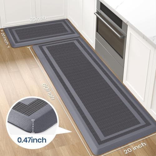 2PCS Kitchen Rugs Cushioned Anti-Fatigue Kitchen Mats Comfort Standing Mat