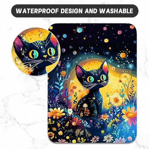 Small Mouse Pad, Mini Mouse Pad 6 x 8 Inch, Thick Rubber Waterproof Mouse Mat, Cute Mousepad for Women Men Wireless Mouse Laptops Home Office, Calico Cat