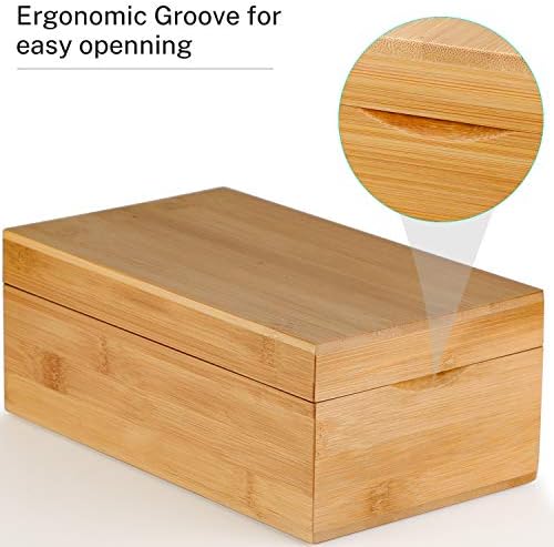 MaxGear Bamboo Business Card Organizer for 3" x 5" Cards