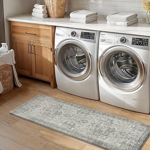 GENIMO Anti Fatigue Kitchen Mats for Floor 2PCS, Standing Rugs,Gray