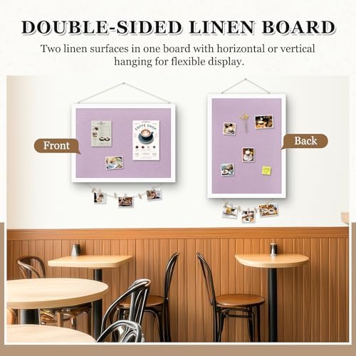 DOLLAR BOSS Double-Sided Bulletin Boards with Linen, 24"x18" Cork Board, Purple