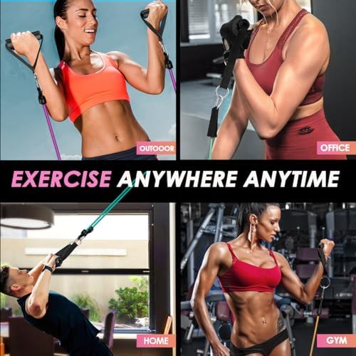 WHATAFIT Resistance Bands with Handles, 150 lb Exercise Bands Set