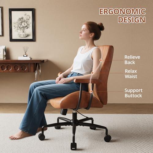 Ergonomic Home Office Chair Leather Desk Chairs with Adjustable Height