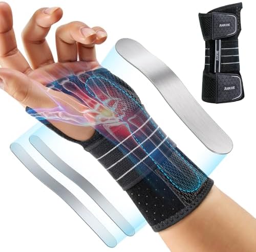 Rakiie Carpal Tunnel Wrist Brace Ergonomic Night Splint, Gray