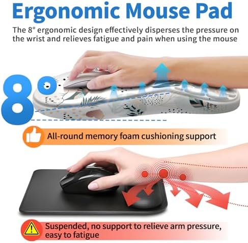 YIWEI Ergonomic Mouse Pad with Wrist Rest for Carpal Tunnel Pain Relief