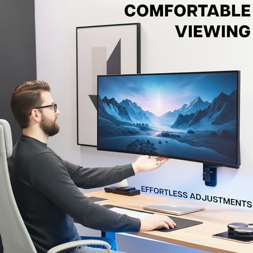 VIVO Premium Ultrawide Monitor Counterbalance Wall Mount for up to 49 inch Screens, Holds 44 lbs, Full Motion, Max VESA 100x100, Black, MOUNT-V101V