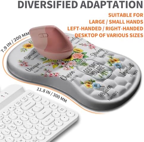 Ergonomic Joint Wrist Support Mouse Pad with Memory Foam Cushion Massage Bump, Carpal Tunnel Pain Relief Mousepad Slope Design for Wrist Rest, 11.8x7.9 in, God Said
