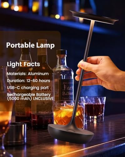 LED Cordless Table Lamp 5000mAh Battery Rechargeable Table Light