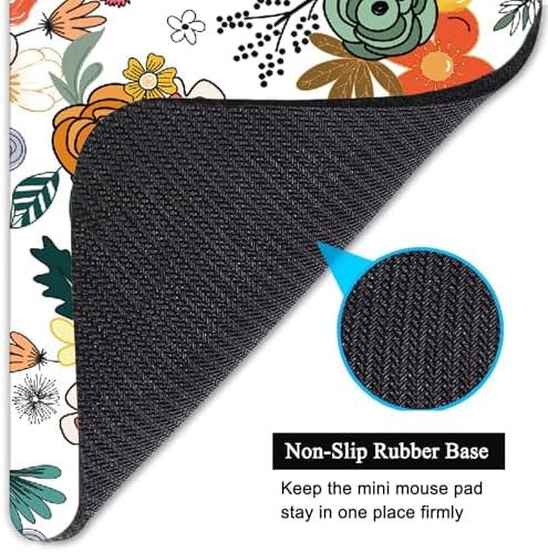 Small Mouse Pad, Mini Mouse Pad 6 X 8 Inch with Non-Slip Rubber Base for Keyboard Tray Laptops Wireless Mouse Home Office Travel, Washable & Portable (Bright Flowers)
