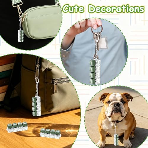 2 PCS Keyboard Fidget Toy, Double Layer Keycap Keyboard Fidget Keychain 4-in-1 Keyboard Decompression Button Finger Clicker Toys, Portable Tactile Button Sensory Fidget Toys Stress Relief Gifts（Green）