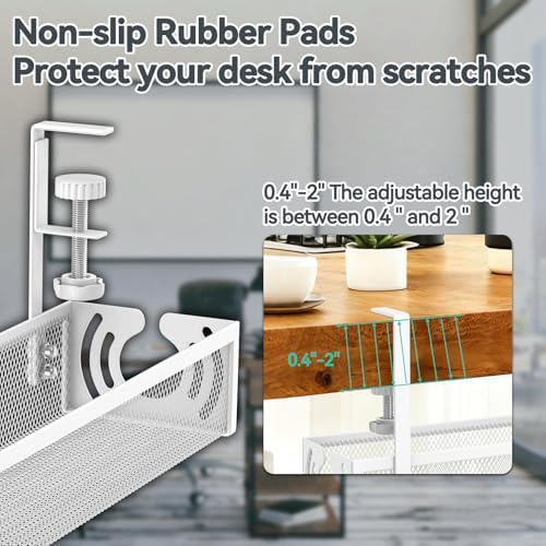 Cable Management, 15'' Under Desk Cable Management Tray No Drill