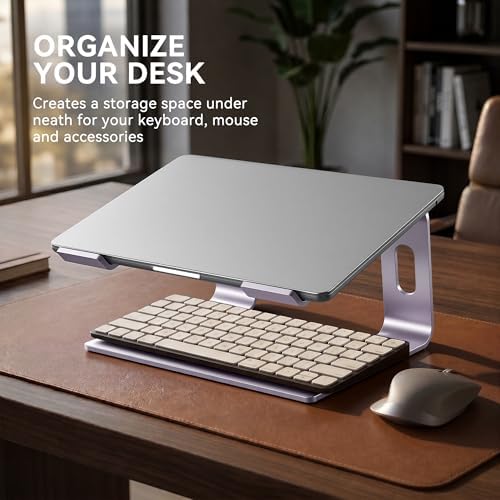 SOUNDANCE Laptop Stand, Aluminum Ergonomic Desk Riser, 10-15.6", Purple
