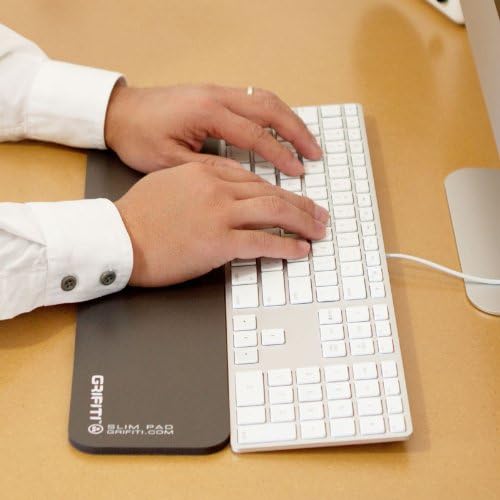 GRIFITI Slim Wrist Pad 17" x 4" x 0.25" Wrists Rest Pads for Standard Computer Keyboards - Ergonomic Keyboard Support Accessories & Carpal Tunnel Resting Hand Rests (Black Poly Nylon Surface)