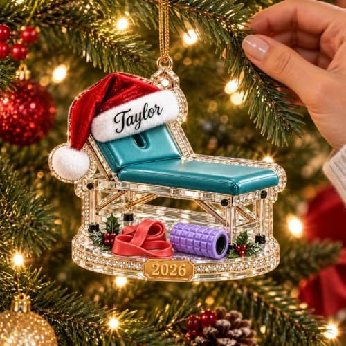 Acrylic Ornament Padded Treatment Table with Resistance Band and Foam Roller Holiday Hanging for Physical Therapist