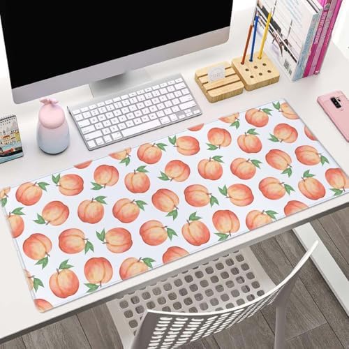 Gaming Mouse Pad, XL Extended Computer Keyboard Long Mouse Mat, Large Desk Pad for Office Laptop, Non-Slip Rubber Base with Stitched Edge Mousepad, 31.5X11.8 inch Watercolor Peaches