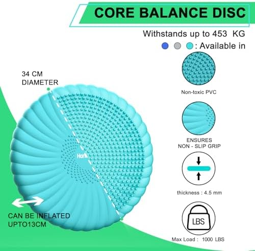 Wobble Cushion Core Balance Disc, Wiggle Seat with Inflation Pump