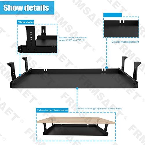 FRMSAET All-Metal 20/24/30 inch Slide Out Drawer Platform (24 inch, Black)