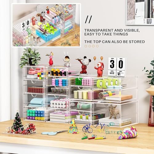 caktraie Acrylic16-Drawer Storage & Makeup Organizer for Desk