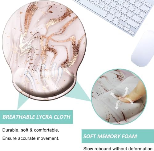 Mouse Pad with Wrist Support, Ergonomic Mouse Pad with Memory Foam Wrist Rest Cushion, Non-Slip Rubber Base Gaming Mice Pad for Home Office Computer Laptop, Beach