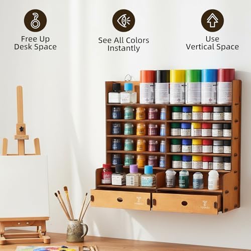 Paint Organizer, Wall Mount Paint Rack for Miniature Hobby