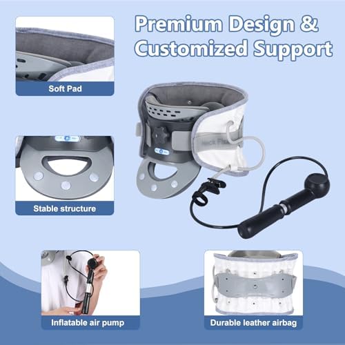 Cervical Traction Device, Neck Stretcher Cervical Traction, Adjustable Neck Braces for Pain Relief, Neck Decompression Device for Improved Spine Alignment