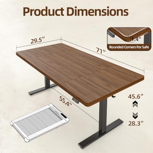 TIQLAB 71 * 30 Large Standing Desk, Conference Room Tables, Black Walnut