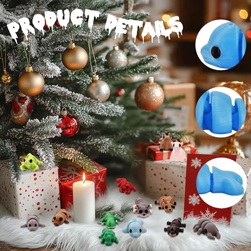 65 PCS 3D Printed Animal Figurines Set, Articulated Animal Figurines,Fidget Toys, Flexible Desk Decor, Party Favor, Gifts for Girls and Boys, Classroom Reward