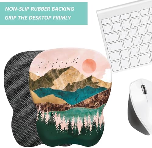 Mouse Pad with Wrist Support, Ergonomic Mousepad with Comfortable Memory Foam Wrist Rest Cushion, Relieve Wrist Pain, Non-Slip Rubber Base Gaming Mice Pad for Home Office Computer Laptop, Sunrise