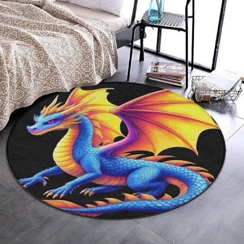 Circular Rugs Large Modern Round Area Rug Fashion Decor Mat for Home Office Colorful Dragon