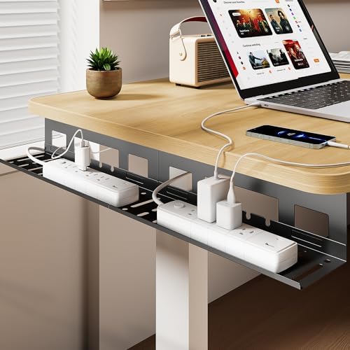 PEGZONE Under Desk Cable Management Tray, 31.5'' Screw-Mount Steel Rack