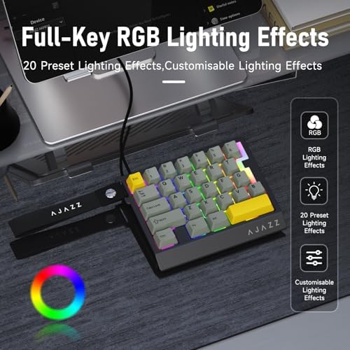 AJAZZ AK029 Magnetic Switch One Handed Gaming Keyboard, Hall Effect Rapid Trigger Mechanical Keypad with SOCD & DKS, 8KHz Polling Rate, 29 Keys Mini Ergonomic Gaming Keyboard for FPS Gamers, PC