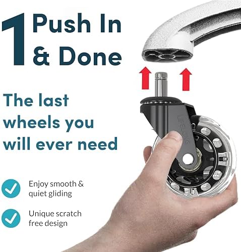 Lifelong Gaming Office Chair Wheels Replacement, Heavy Duty, 5-Pack