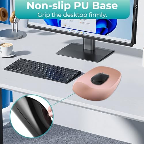Mouse Pad with Wrist Rest Support, Ergonomic Mousepad with Comfortable Gel Cushion, Gaming Mouse Pad with Non-Slip PU Base, Relieve Pain Relief, for Home Office Computer Laptop, Brown