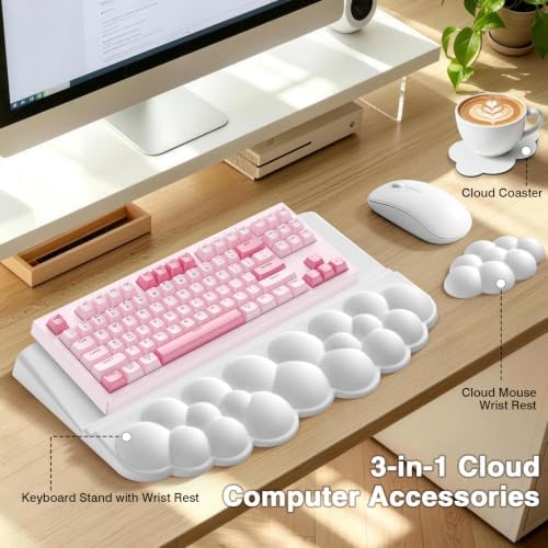 Sushret Cloud Wrist Rest with Keyboard Stand, Keyboard Riser with Wrist Pad