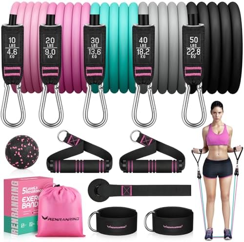 Resistance Bands with Handles, 5 Level Exercise Bands, 150LBS Workout Bands